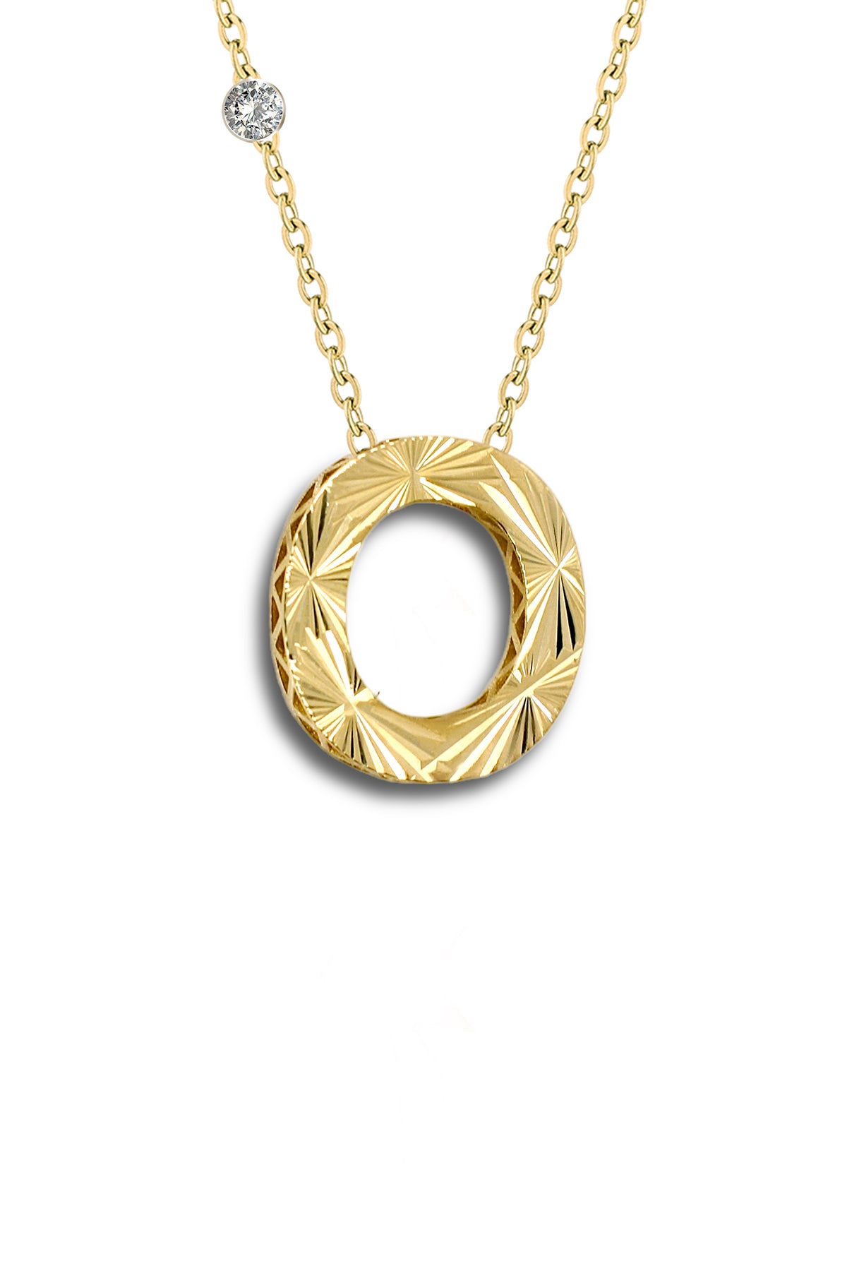 Pırlanta 14 Ayar Altın Kalemli O Harfi Kolye