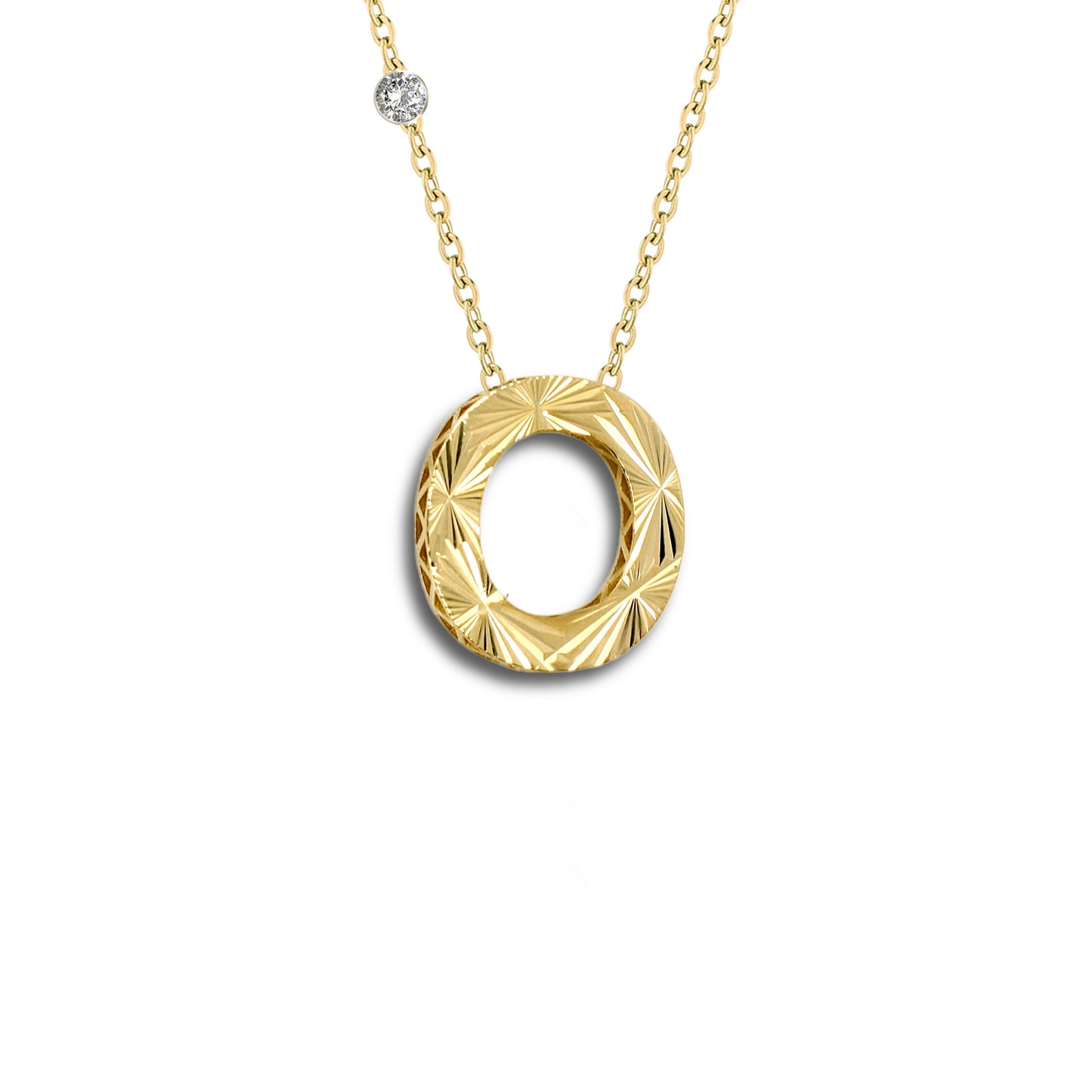 Pırlanta 14 Ayar Altın Kalemli O Harfi Kolye